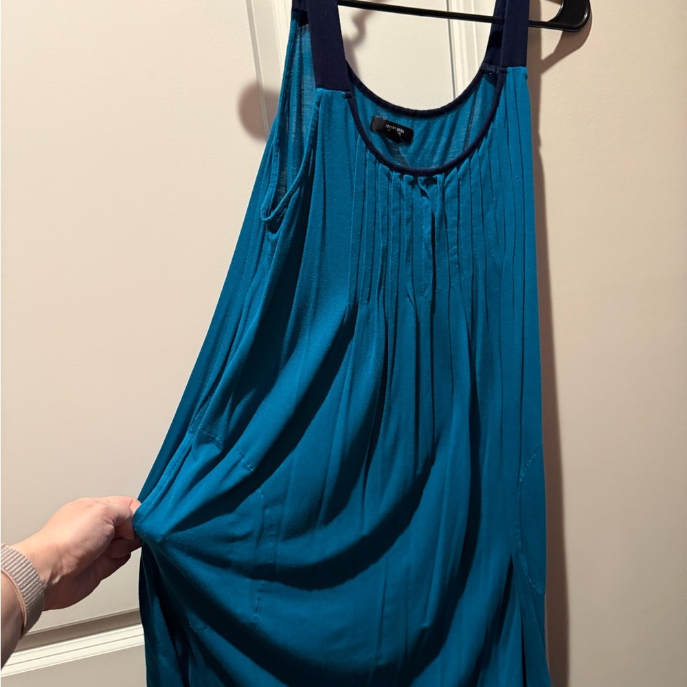 Simply Vera Vera Wang Teal and Navy Blue Sleeveless Dress